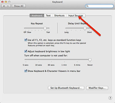 restore keyboard options for each letter on mac